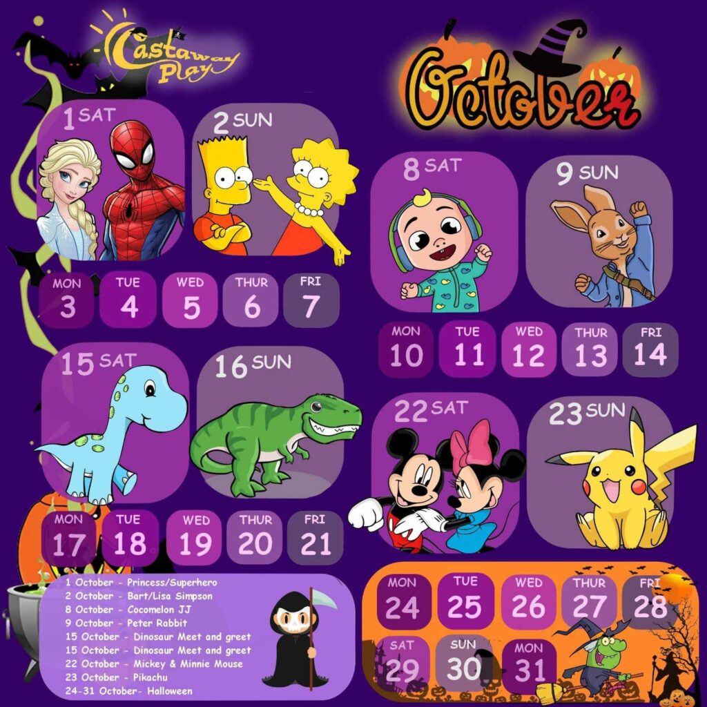 Castaway Calendar Oct 2022