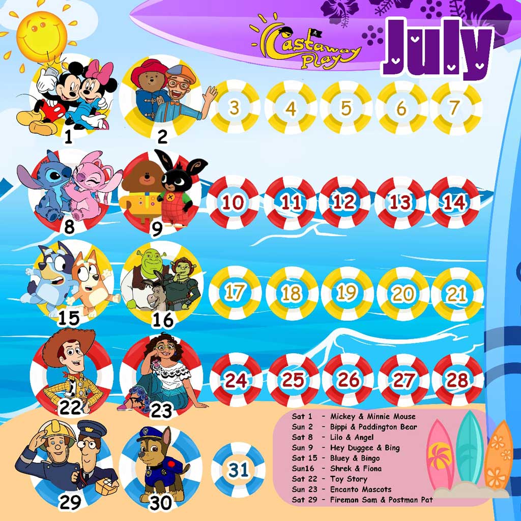 Castaway Calendar Jul 2023