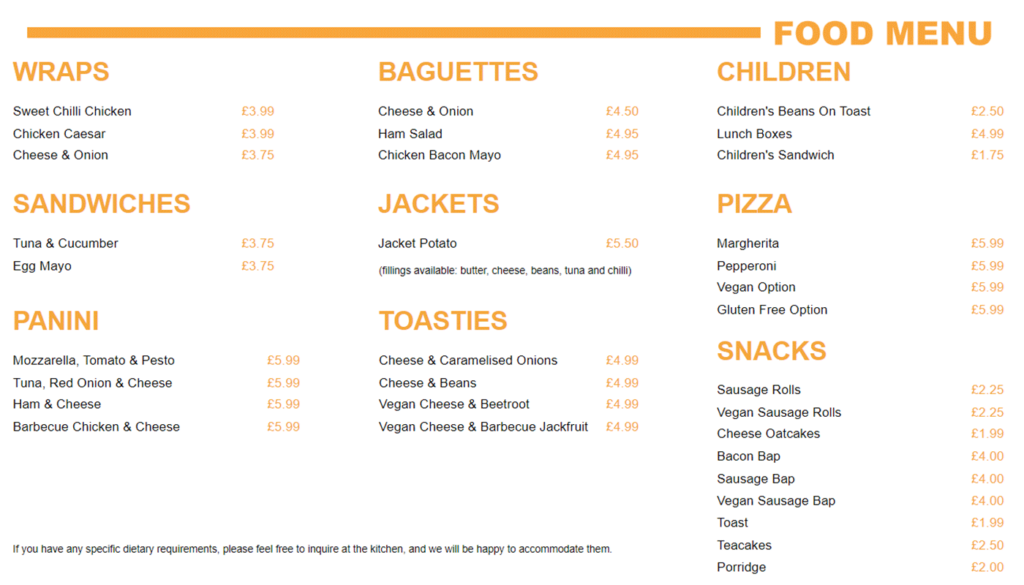 Food Menu 2023