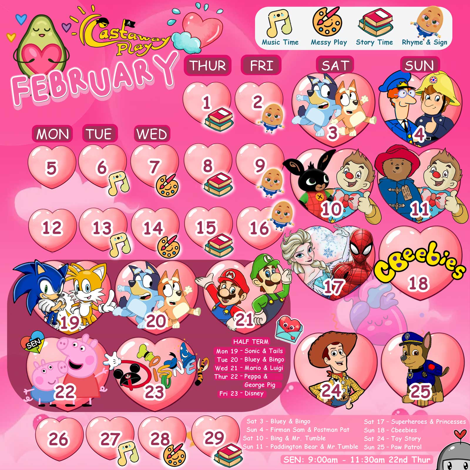 Castaway Calendar Feb 2024