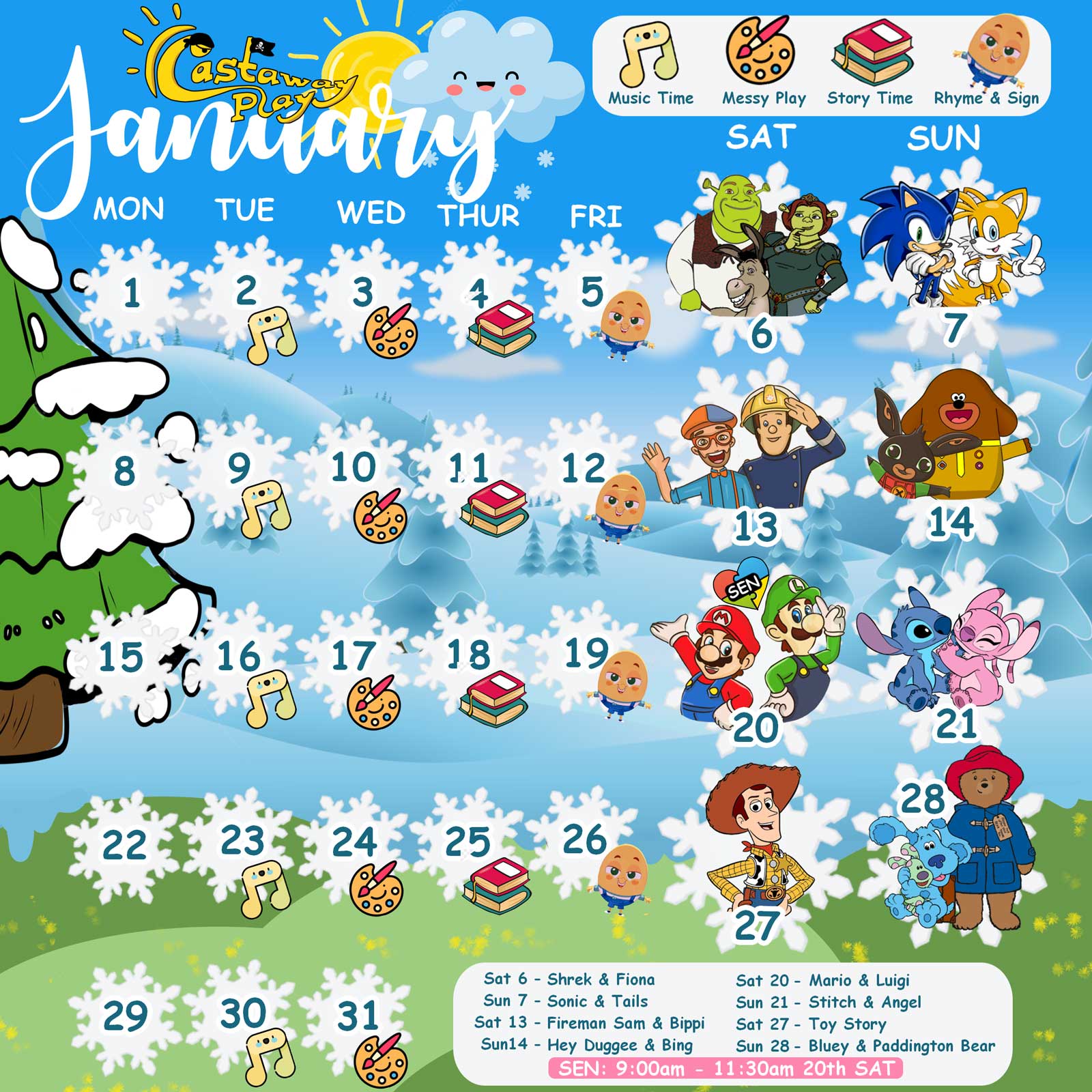 Castaway Calendar Jan 2024