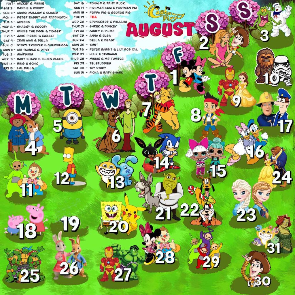 Castaway Calendar Aug 2025