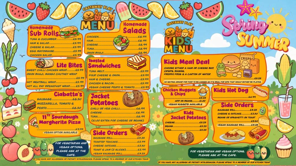 Castaway Food Menu Spring / Summer 2026